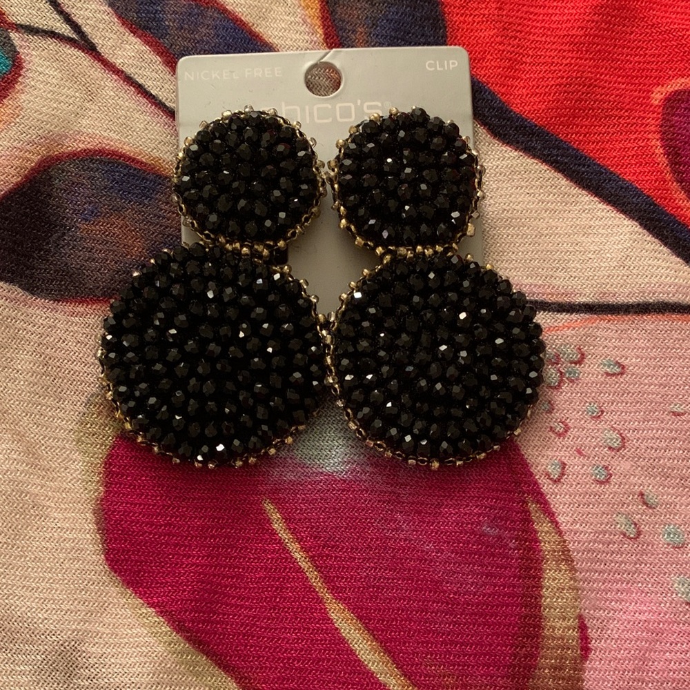 Chico's Black and Gold Beaded Earrings